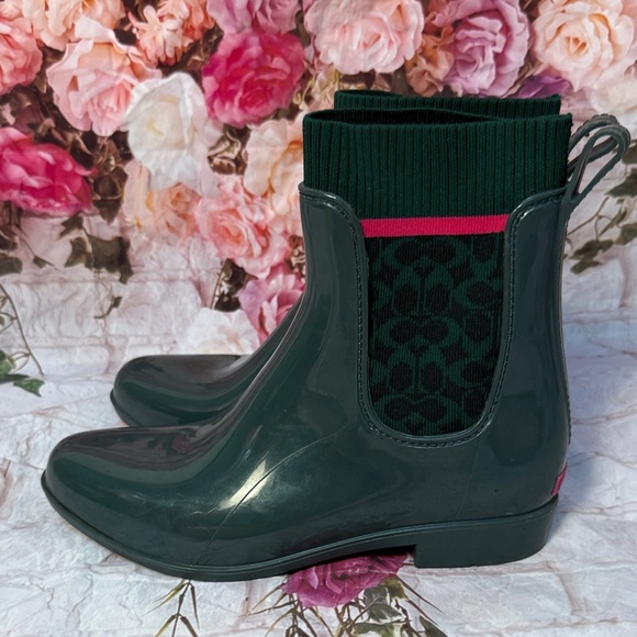 Coach Green Rubber Pull on Rainboots - Picture 4 of 10